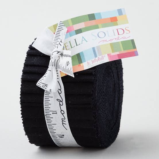 Bella Solids - Black - 2.5 inch Jelly Roll - 40 pieces