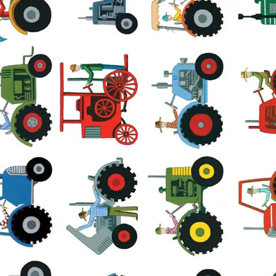 Wideload Backing - Red Tractor Designs - Tractors on White - 108