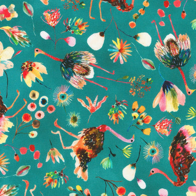 Flora & Fun - Ostriches on Teal