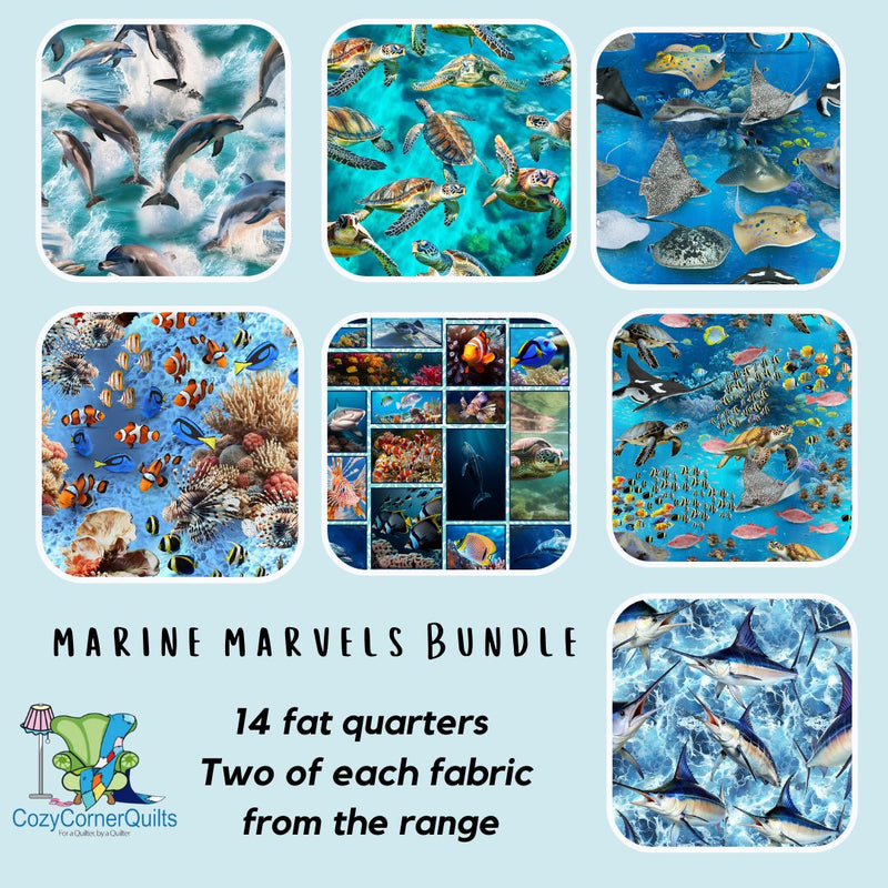 Marine Marvels Fat Quarter Bundle - 14 piece