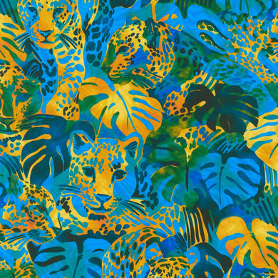 Midnight in the Jungle - Leopards - Aqua