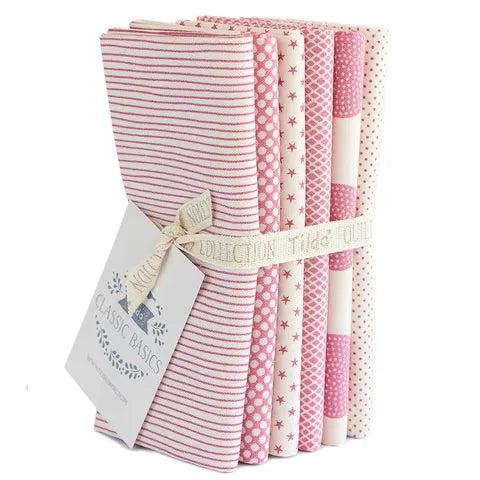 Tilda Basics Fat Quarter Bundle in Pinks - 6 pieces