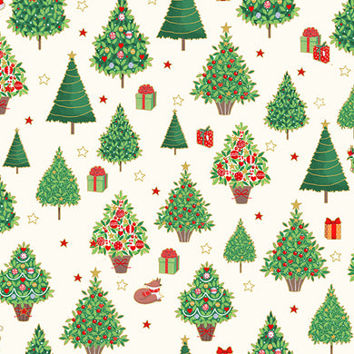 Merry Christmas - Christmas Trees - Cream