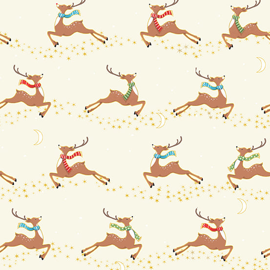 Merry Christmas - Flying Deer - Cream