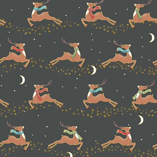 Merry Christmas - Flying Deer - Grey
