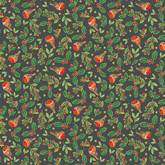 Merry Christmas - Robins - Grey