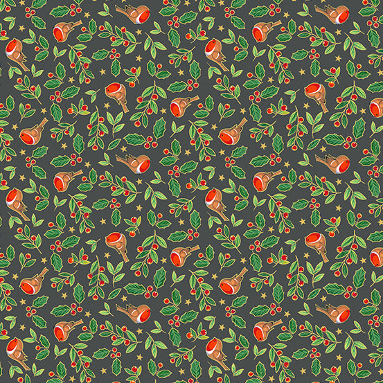 Merry Christmas - Robins - Grey