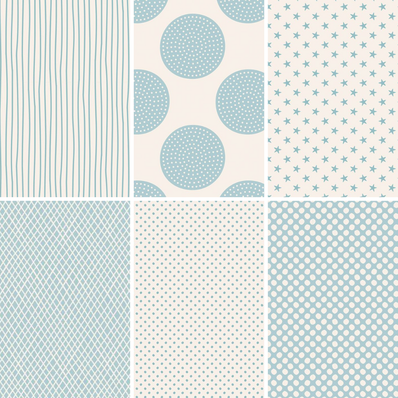 Tilda Basics Fat Quarter Bundle in Blues - 6 pieces
