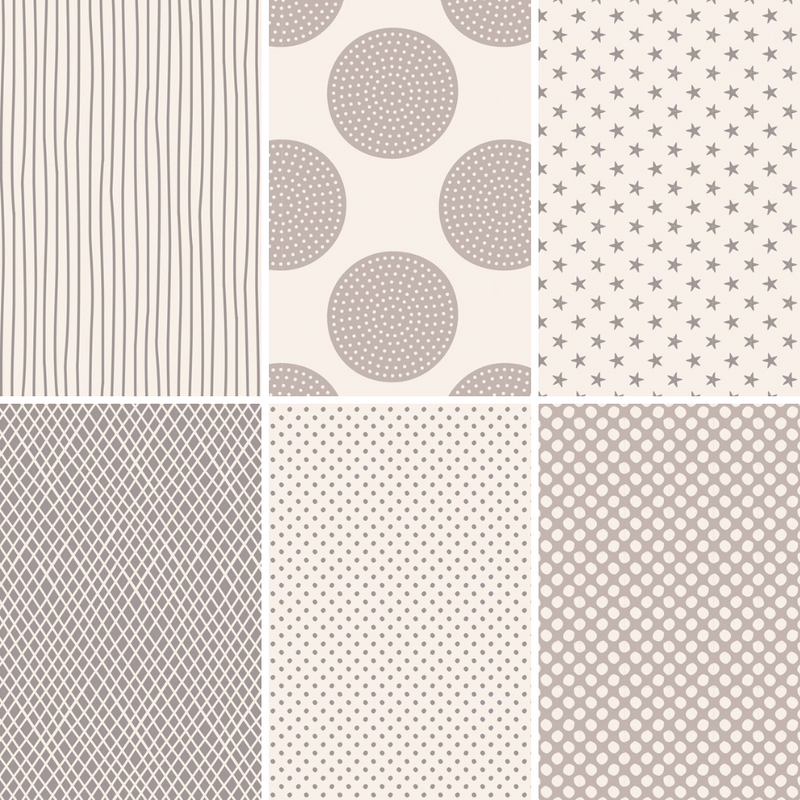 Tilda Basics Fat Quarter Bundle in Greys - 6 pieces