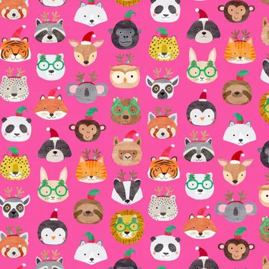Merry Menagerie - animals on pink