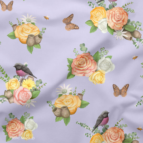 Native Nursery Allover in Floral Purple