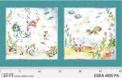 Enchanted Seas Mermaids 2 Block Panel - Teal