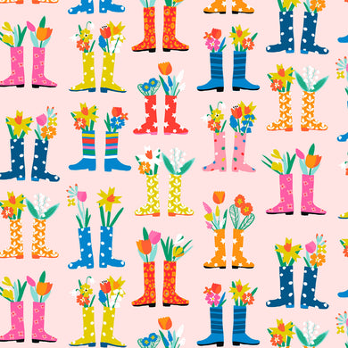 Spring Alphabet - Gumboots on Pink