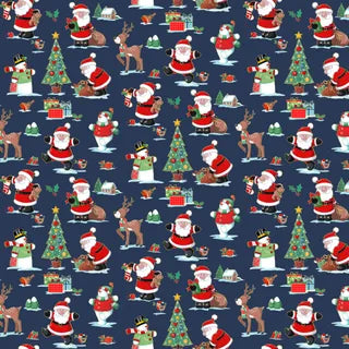 Santa's Christmas - Scenic in Navy Blue