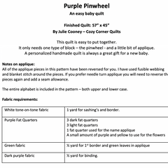 Purple Pinwheel PDF Quilt Pattern