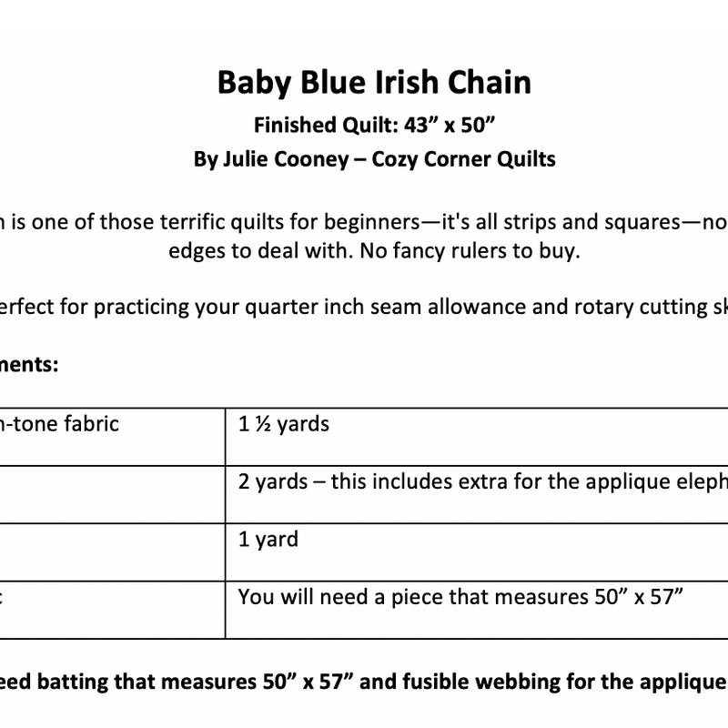 Baby Blue Irish Chain PDF Quilt Pattern