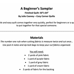 A Beginner's Sampler Quilt Kit