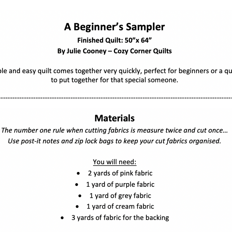 A Beginner's Sampler Quilt Kit