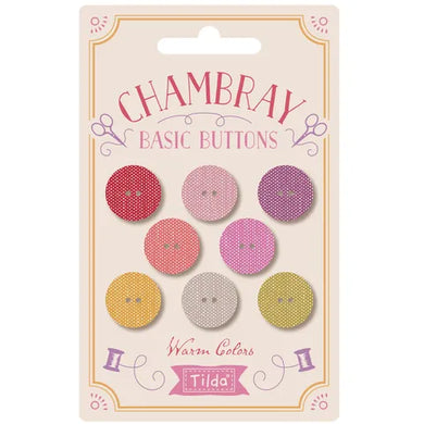 Tilda Chambray Buttons - 8 pack - warm tones