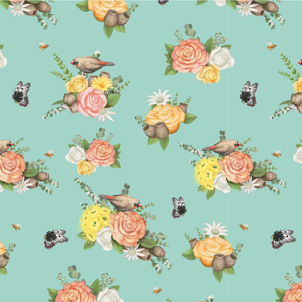 Native Nursery Allover in Floral Green