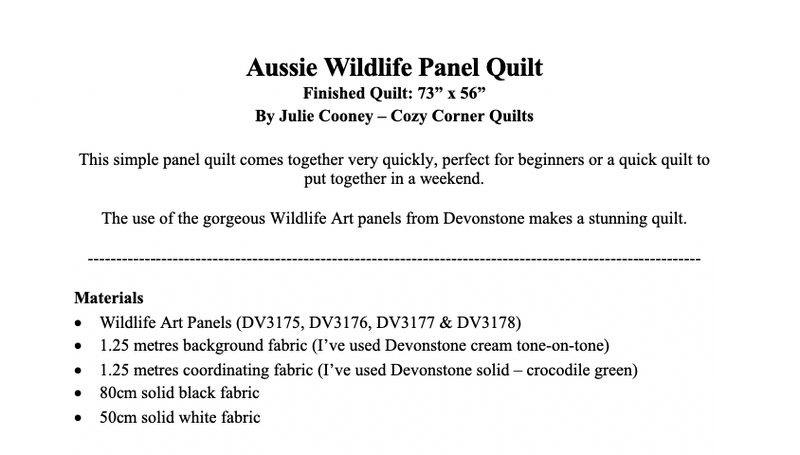 Aussie Wildlife Panel Quilt Kit