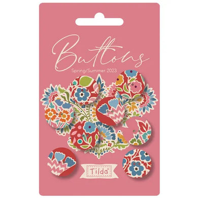 Pie in the Sky Buttons - Coral - 8 pack